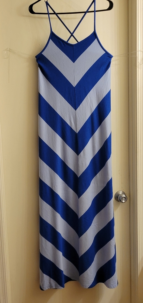 GAP Blue Chevron Spaghetti Strap Maxi Dress Size M